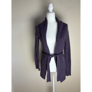 Laura Clement Women’s S Small Cardigan Mohair Wool Purple Tie France Sweater